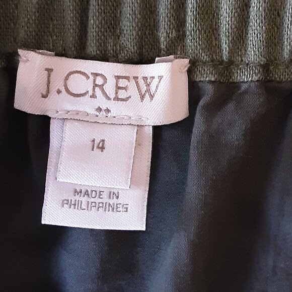 J Crew Khaki Green Elastic Waist Short Skirt Lined Pockets Size 14 - Picture 7 of 8